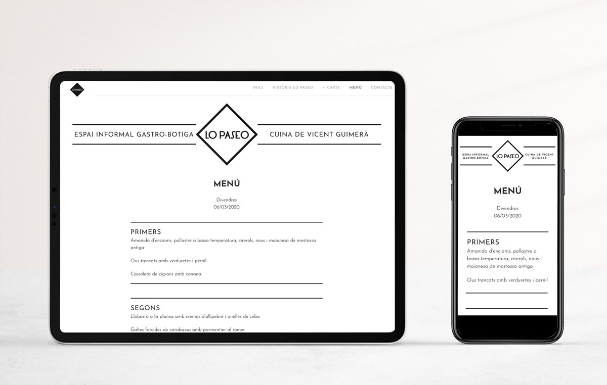 Diseño web para restaurante. Estudi Marta Sansa